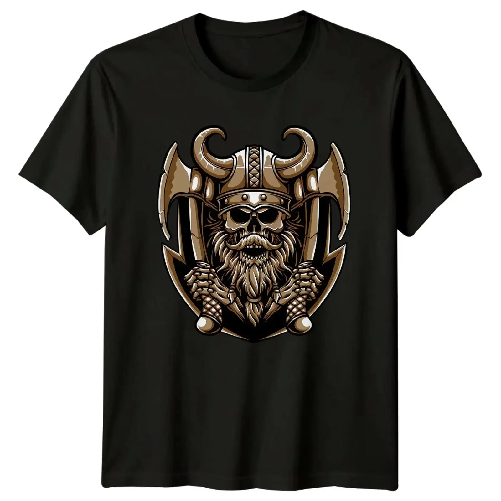 Wikinger Totenkopf Krieger Äxte Herren T Shirt Nordische Mythologie Geburtstag vintage Washed Versatile homme Casual fashion