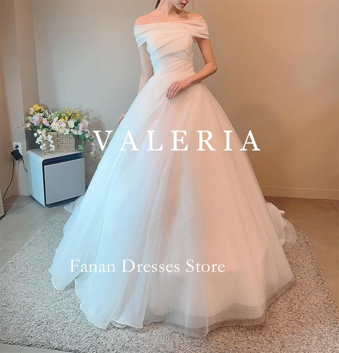 

FANAN Корея Элегантные свадебные платья из органзы с открытыми плечами на шнуровке 웨딩드레스 Трапеция цвета слоновой кости по индивидуальному заказу Красивые платья невесты размера плюс