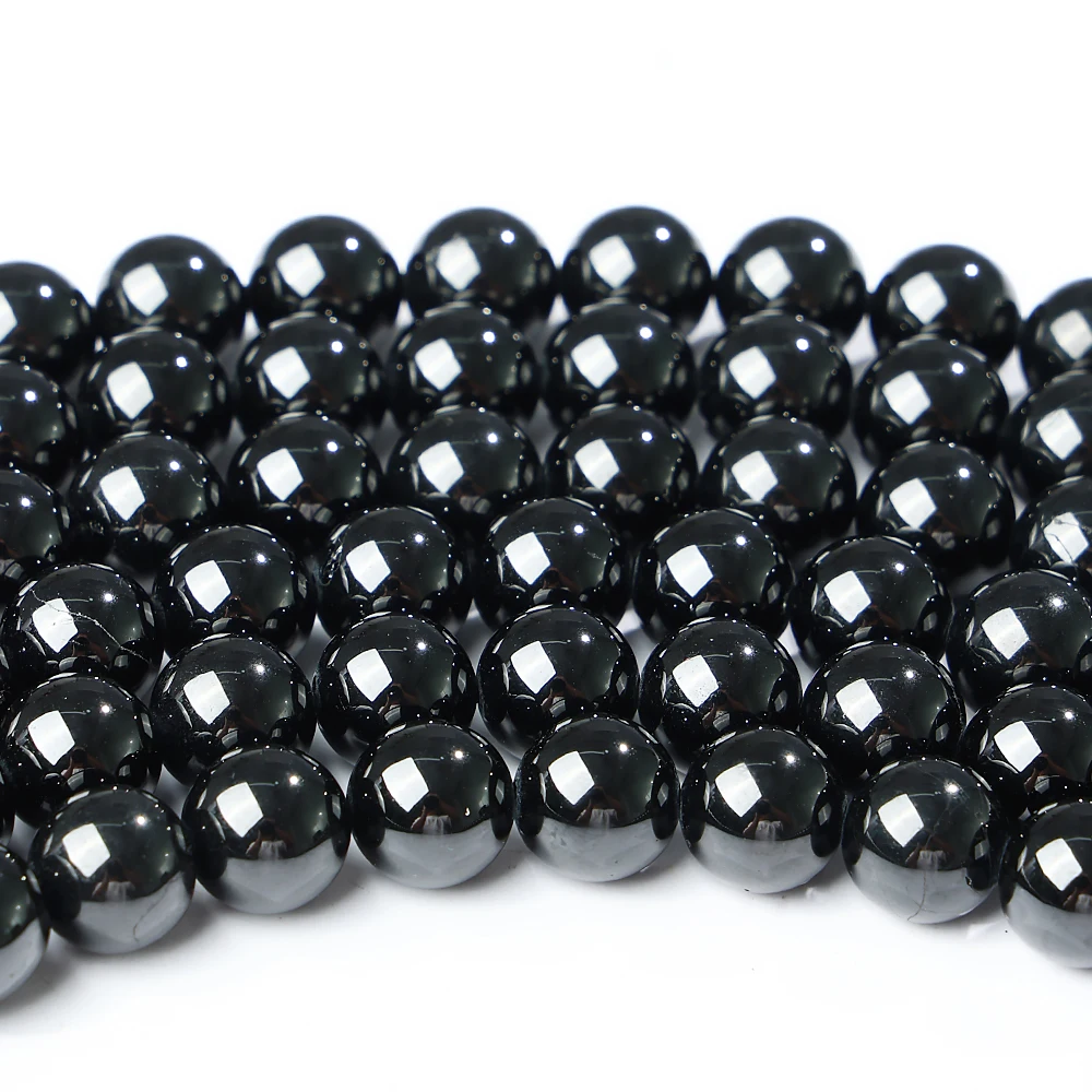 A++ Natural Black Spinel 4 6 8mm Loose Gemstone Beads for Jewelry Making Bracelet Wholesale Crystal Beads DIY Accessories