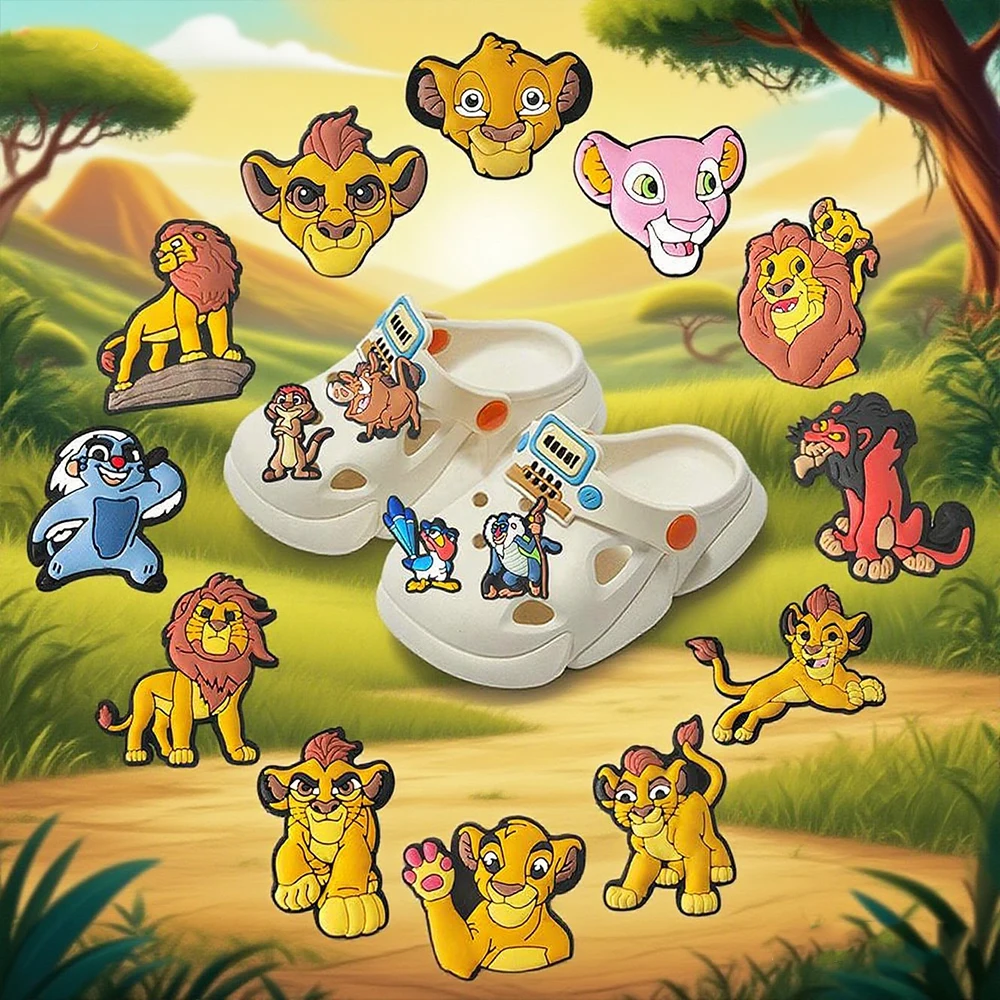 16pcs Simba Shoe Charms PVC Sandals Disney Lion King Anime Shoes Decoration Clog Accessories DIY Shoes Buckle Pins