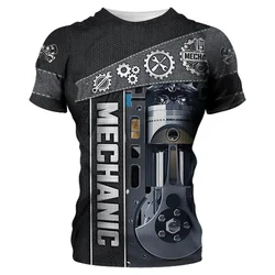 3D Men's T-shirt Mechanical Tools Print Short Sleeve Summer Mechanic Jersey Casual Tops Oversized Fashion Breathable Clothing