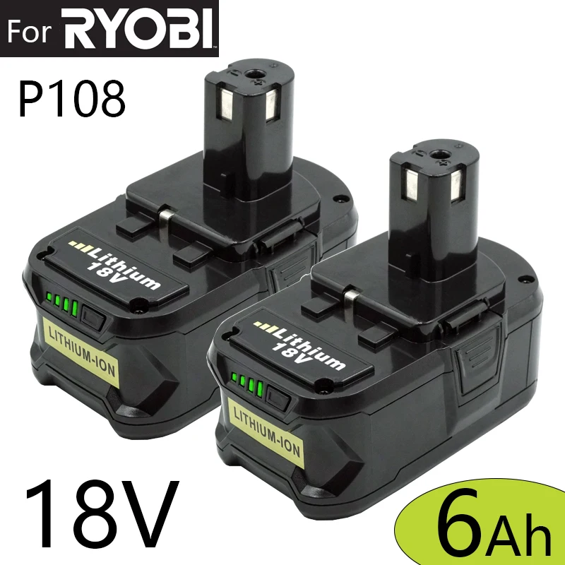 Original 18V 6Ah battery For RYOBI P108 18V One+ Plus Battery 18 Volt Lithium-Ion Power Tools P104 P107 RB18L50 RB18L20 1815