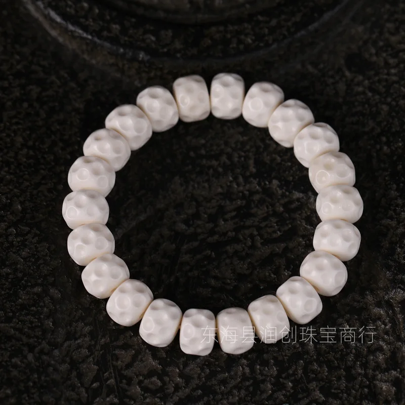 Tibetan-Style Deer Antler Bracelet With Meteorite Crater Carving, And A String Of Beads Representing Buddha Without A Specif
