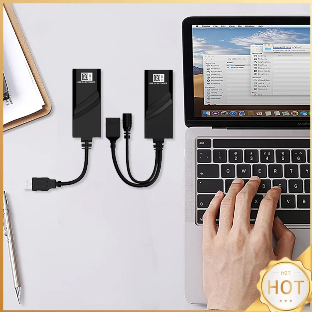 USB 2.0 Extender To RJ45 with Power Adapter Ethernet Extension Cable Over Cat5 Cat5E Cat6 for Camera Mouse Keyboard