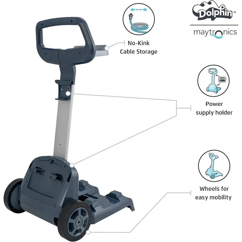 مكنسة دولفين تريتون PS الروبوتية لحمام السباحة مع علبة عالمية وغطاء كادي كلاسيكي، مثالية لحمامات السباحة في الأرض