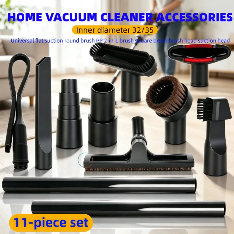 11PCS Vacuum Cleaner Accessories Kit, 32/35mm Universal Fit Crevice Tool, Round Brush, 2-in-1 Dusting Brush, Floor Nozzle