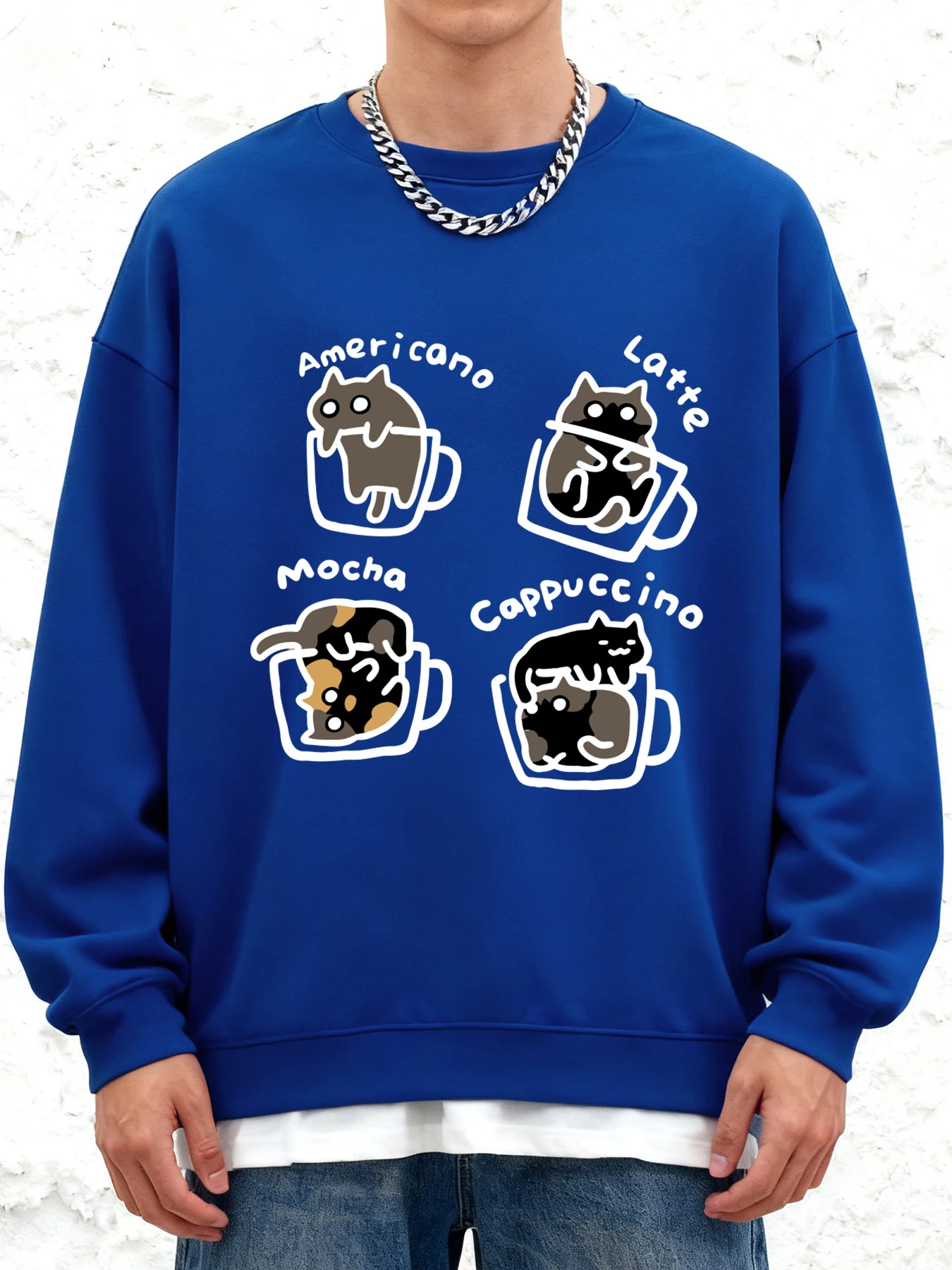 القط القهوة الفن إلكتروني طباعة رجل البلوز الركض عارضة الأزياء البلوز الهيب هوب الملابس كبيرة الحجم Crewneck الخريف الرياضية #2