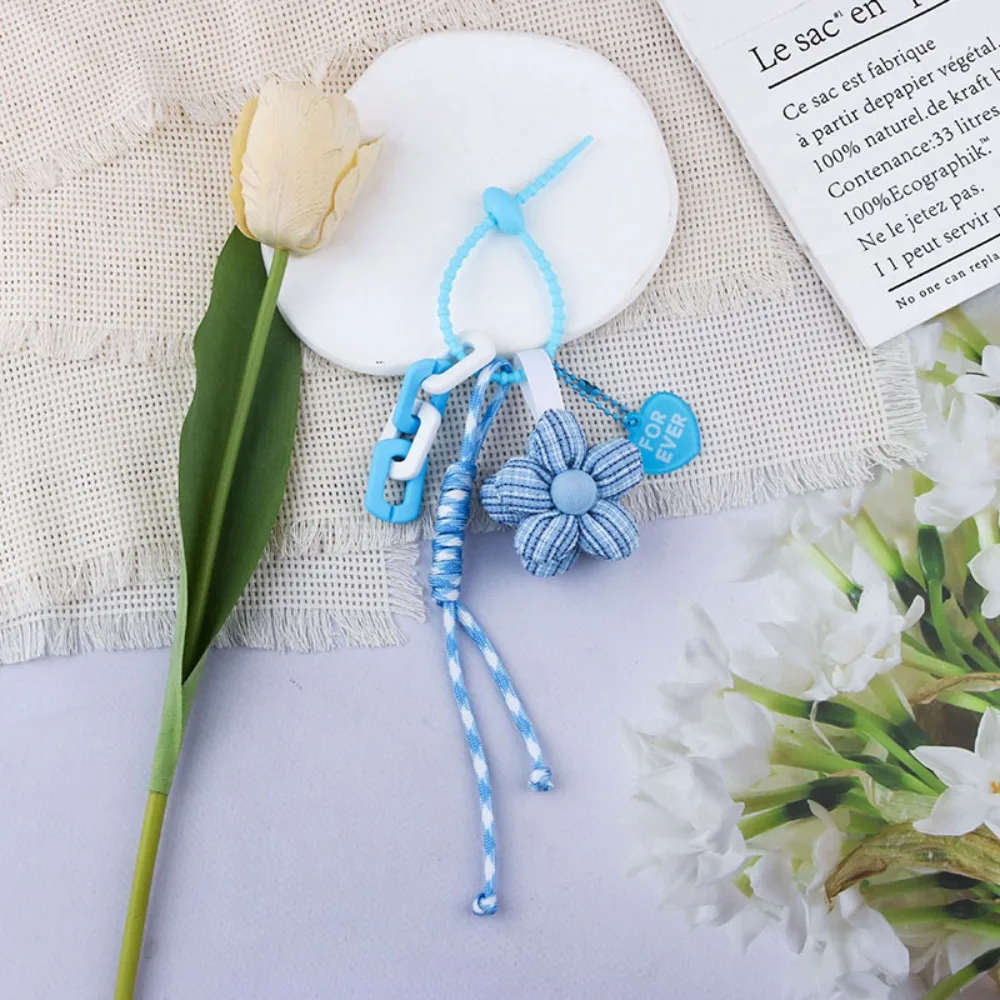 

Fashion Fabric Flowers Bag Pendant Sweet Versatile Flower Keychain Pendant Heart Car Key Ring