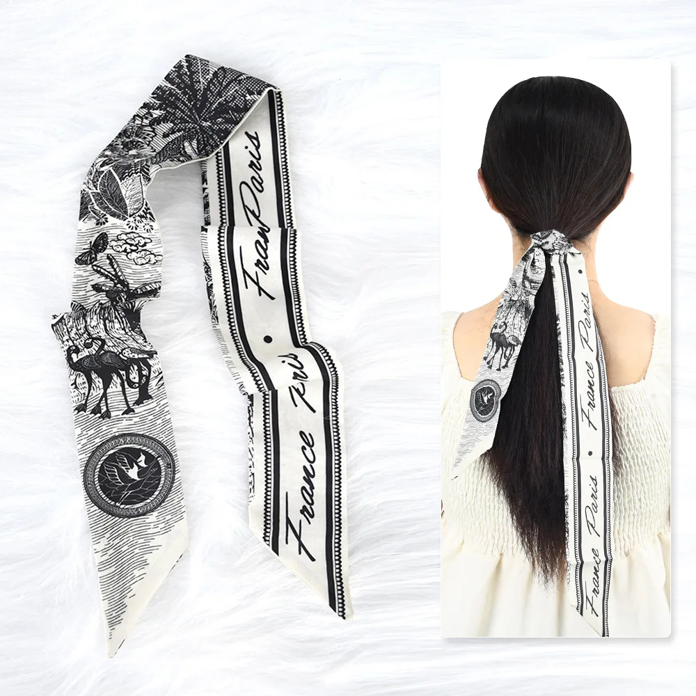 

Летний роскошный дизайн, женский шарф с шелковой лентой, сумка с ручкой, лента, шарф для женщин и девочек, лента для волос на запястье, шарф