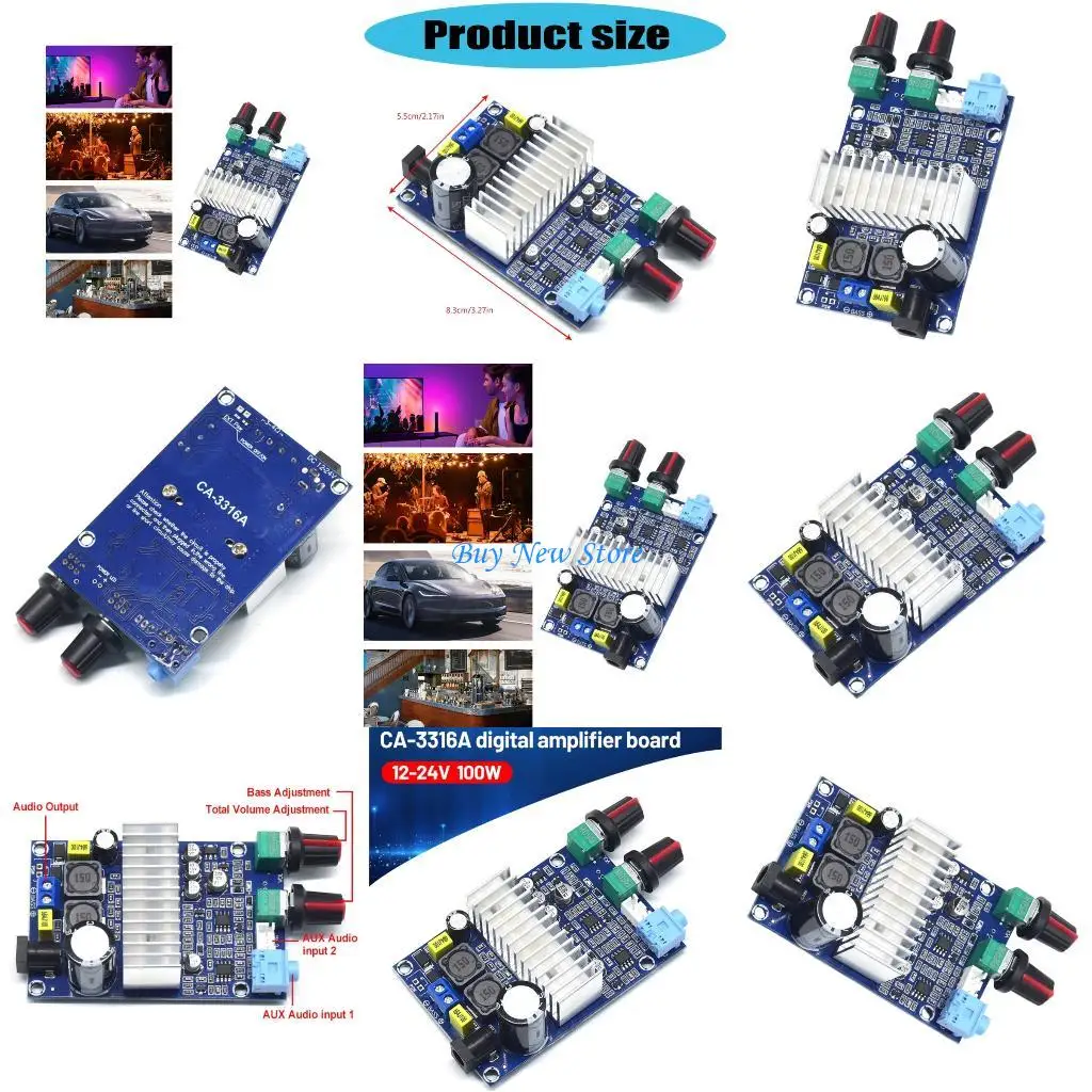 

20CE 12-24V Bass Amplifier Board 100W TPA3116D2 High Power Subwoofer Amplifier Board Mono Fever Level For Home Theater