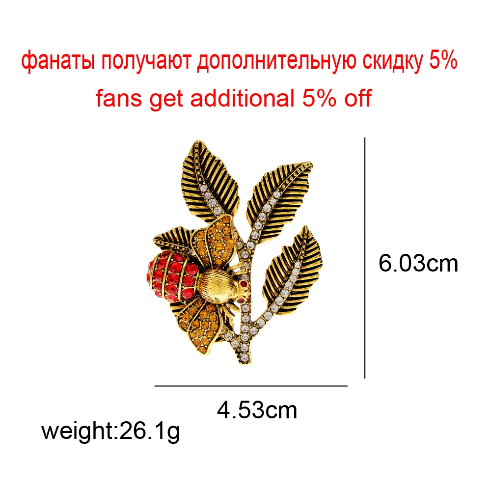 CINDY XIANG Bee On The Branch Brooches For Women Rhinestone Fashion Pin Insect Honeybee Jewelry Vintage Accessories Good Gift