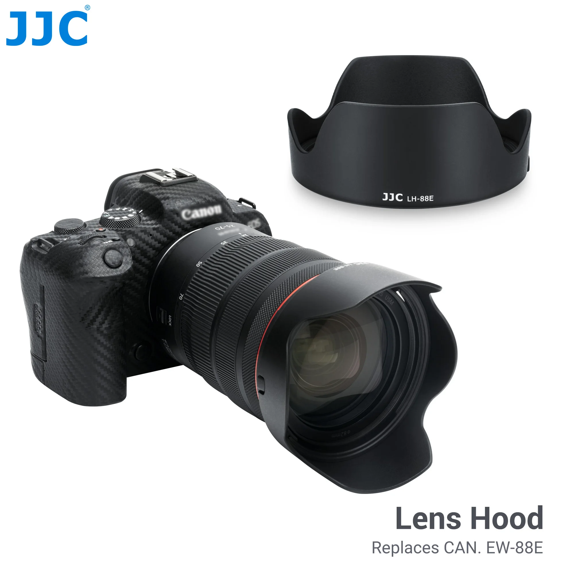 

JJC EW-88E Camera Lens Hood Compatible with Canon RF 24-70mm F2.8 L IS USM Lens for Canon EOS R8,R6 Mark II,R5C,R3,R6,R5,RP,Ra,R