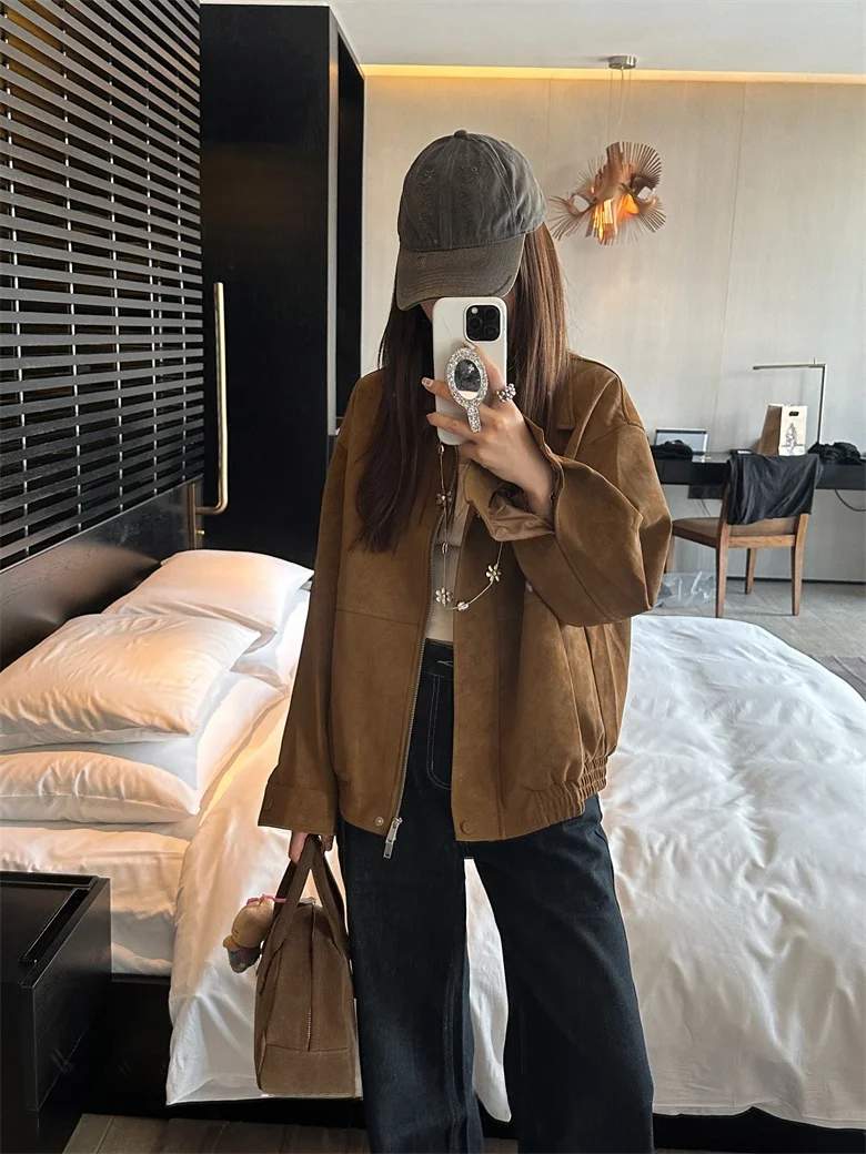 

Nanzhaozi Spring Vintage Casual Loose Faionable Collar Design Versatile ort Jaet Top Women's Premium ort Outerwear