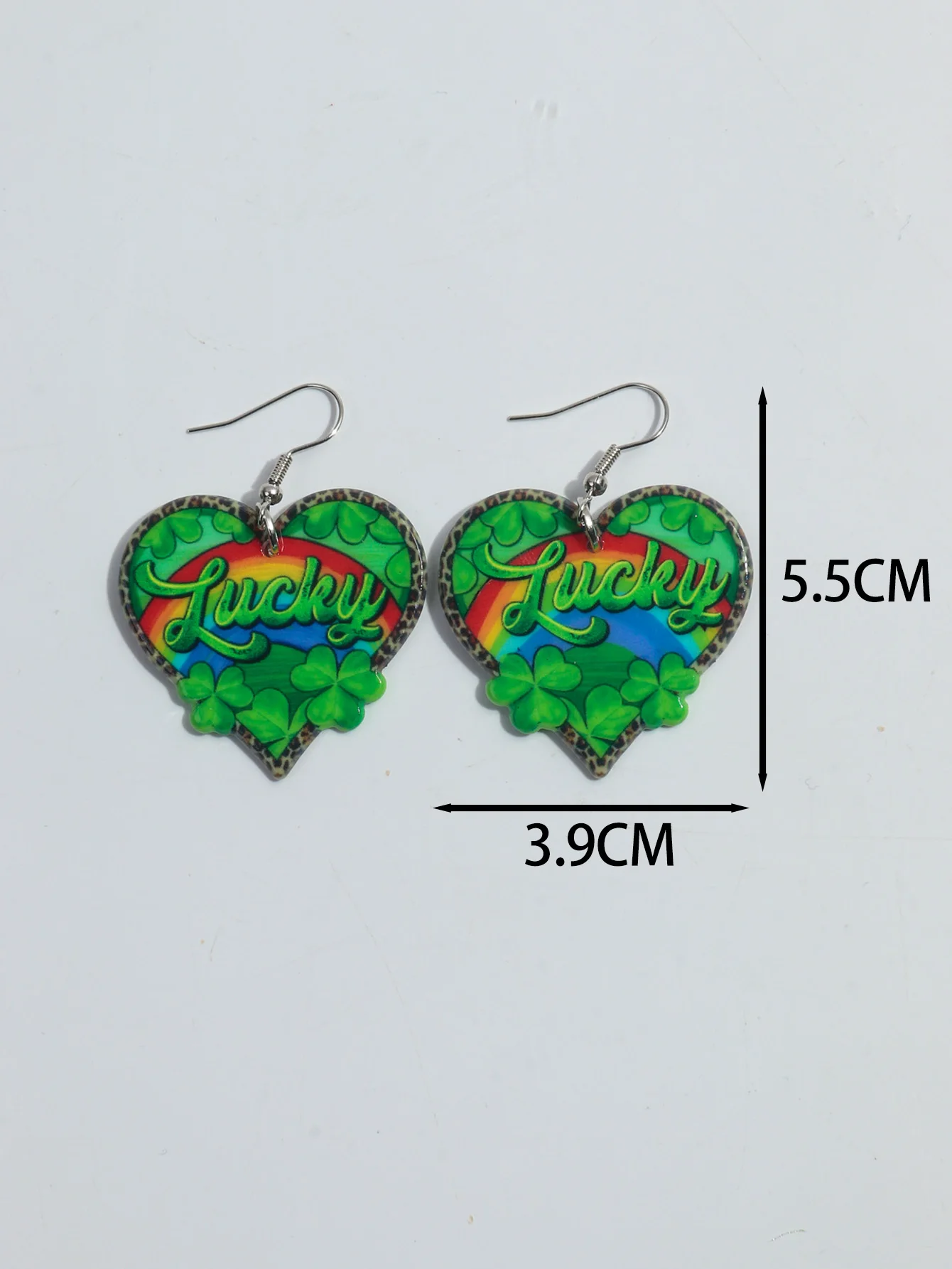 Saint Patrick's Day Green Lucky Leaf Acrylic Drop Earrings New Cartoon Heart Arch Bridge Dangle Earring Oktoberfest Jewelry Gift