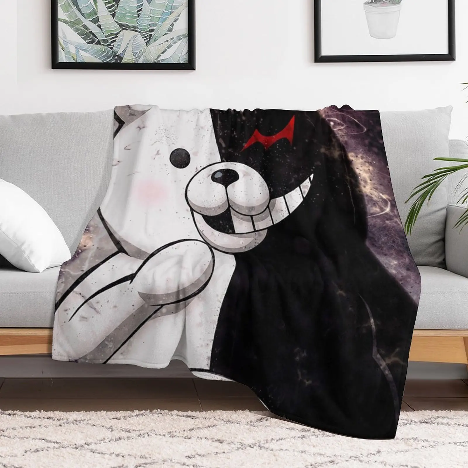 Danganronpa Monokuma Throw Blanket Thermals For Travel Extra Large Throw Plaid Blankets