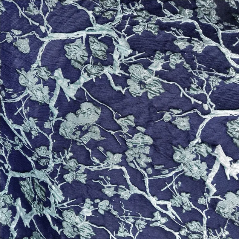 Plum blossom and branch jacquard fabric with concave-convex fashion yarn-dyed dress coat plant art