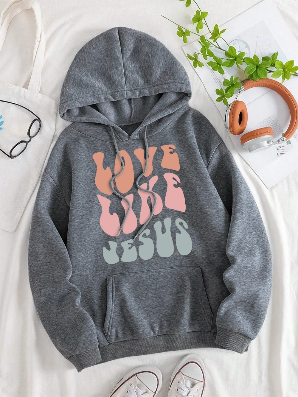 Love Like Jesus Letter Graphic Men Women Hoodie Cute Oversize Hoodies Casual Fleece Clothing Autumn Hip Hop Streetwear Couple