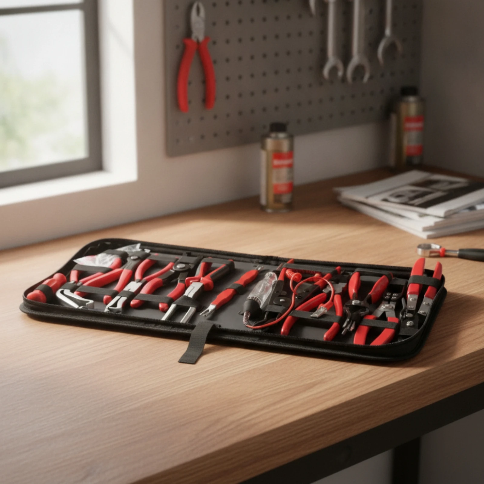 14 Pieces Automotive Tool Kit Compact Mechanic Tool Set with Storage Case Hand Tools Organized Non-Slip for Car Owners