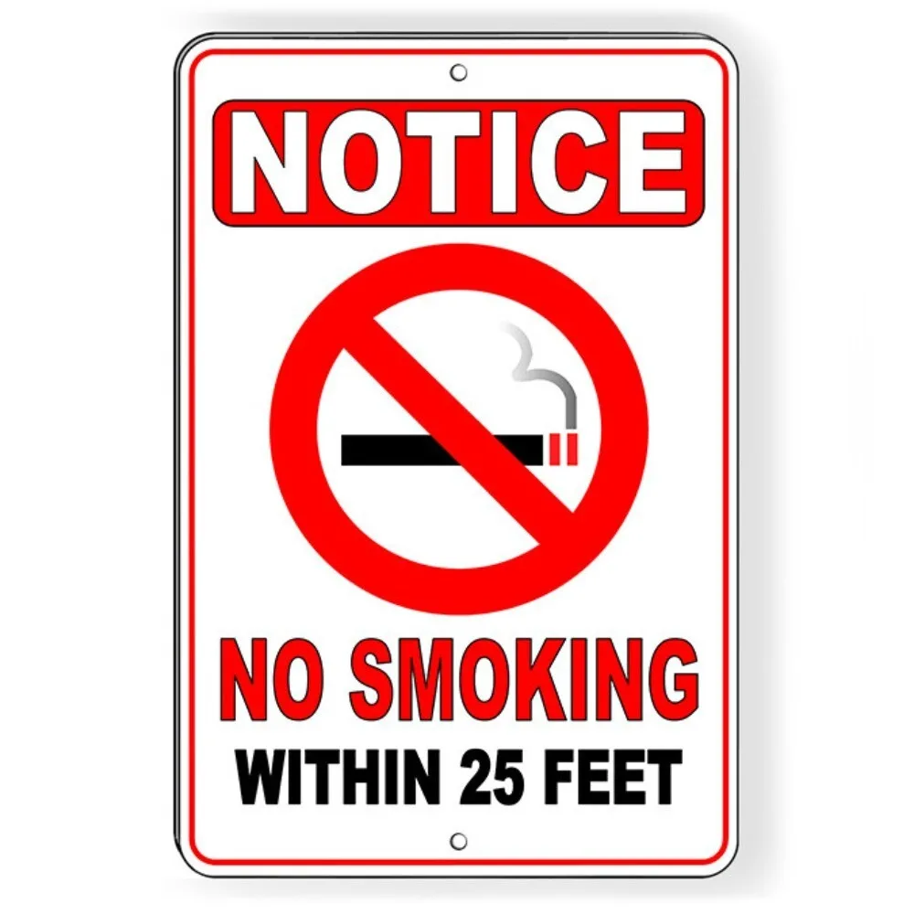 Schild „No Smoking/Vaping Within Feet“ aus robustem Aluminium