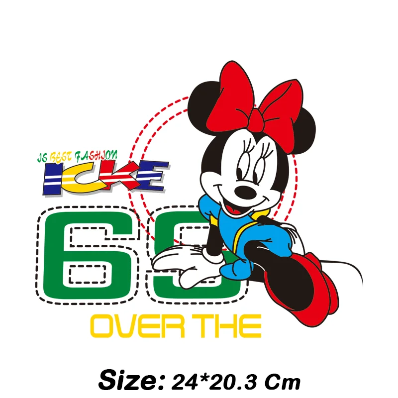 Kartun Mickey Mouse Minnie tempelan panas untuk pakaian DIY stiker transfer cetak untuk pakaian pola vinil dapat dicuci