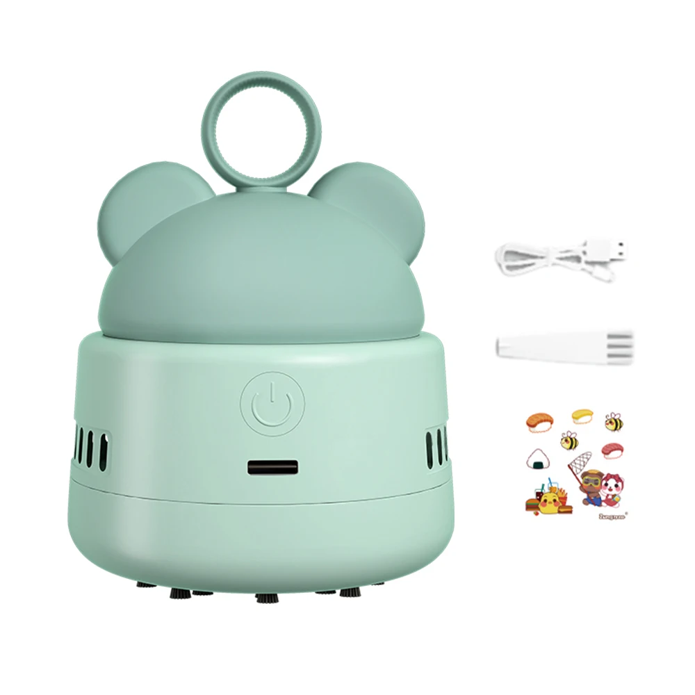 Mini Desktop Vacuum Cleaner Cute Table Dust Sweeper Cartoon Vacuum Rechargeable Battery for Cleaning Dust Crumbs Hairs Scraps