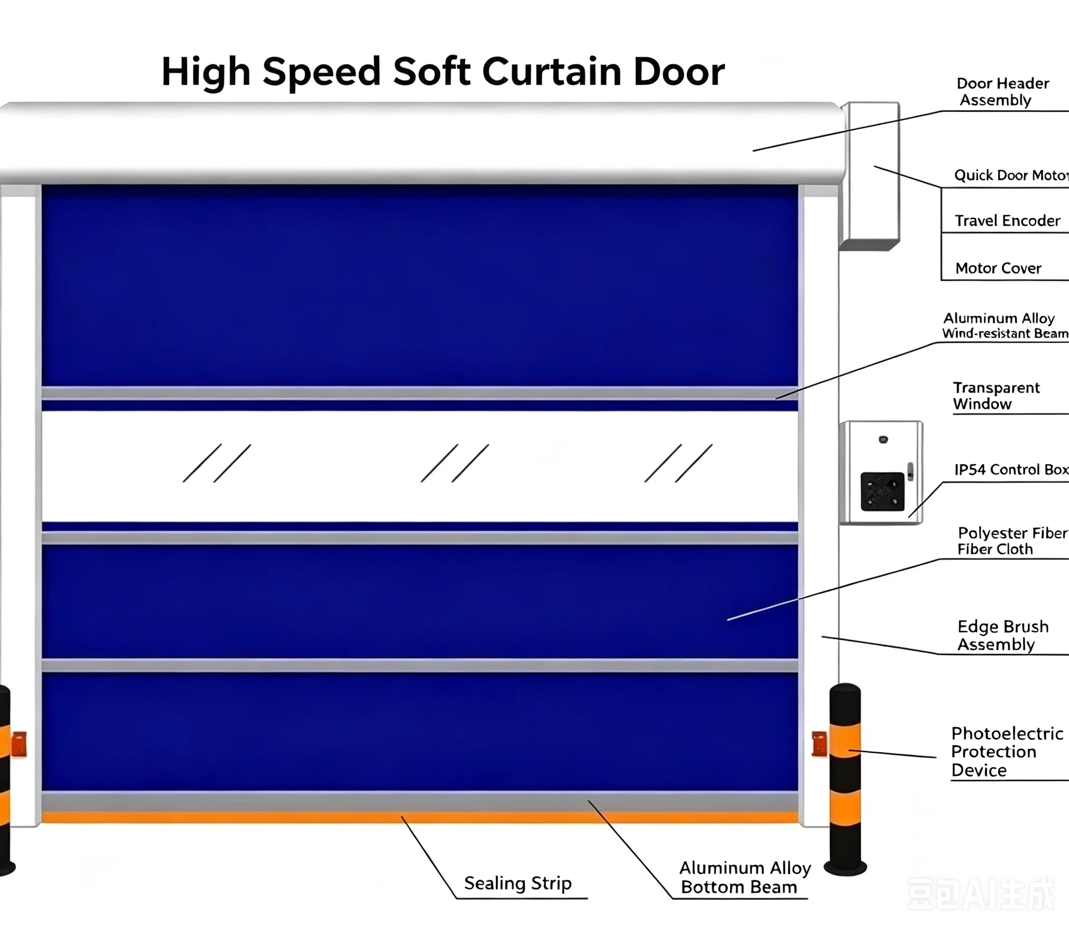 Automatic High Speed Soft PVC Roll Door for Warehouse Industrial Entrance