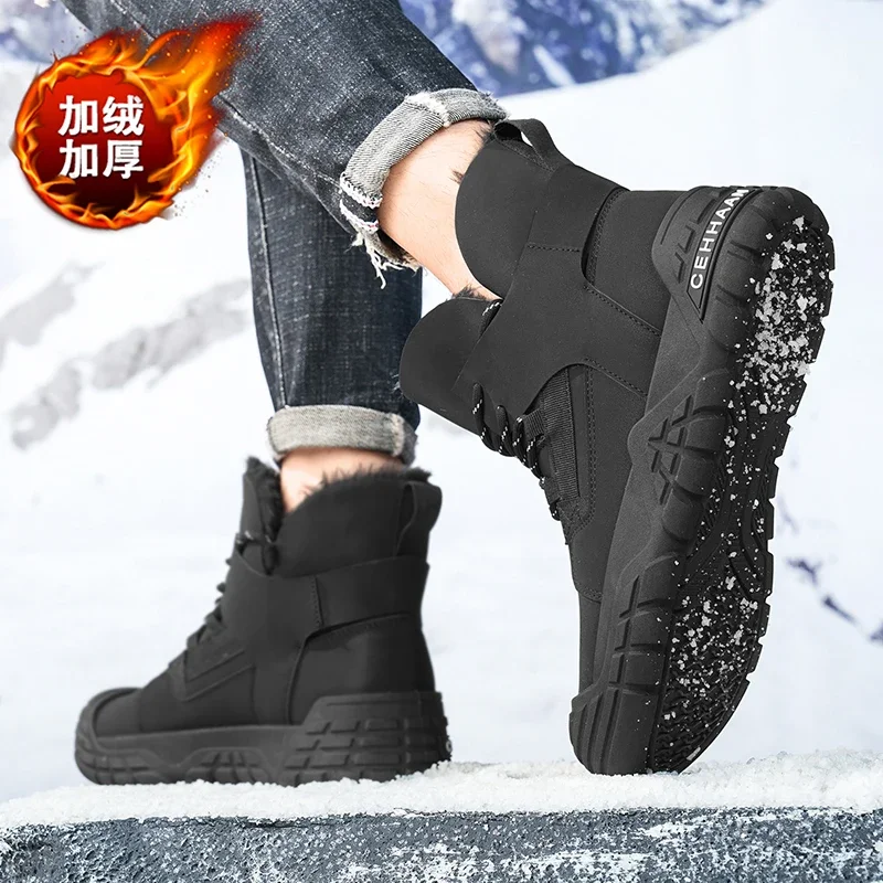 Männer Winter Solide Plüsch Schnee Stiefel Mann Warme Werkzeug Schuh Männer für Arbeit Stiefeletten Mode Mann Dicken Boden Outdoor casual Schuhe