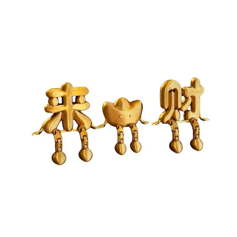 2/3-teiliges 3D-gedrucktes goldenes chinesisches Glücksornament-Set in Yuanbao-Form, perfekt für Zuhause, Büro, Kassentheke, als Geschenk zur Eröffnung. – Detail 8