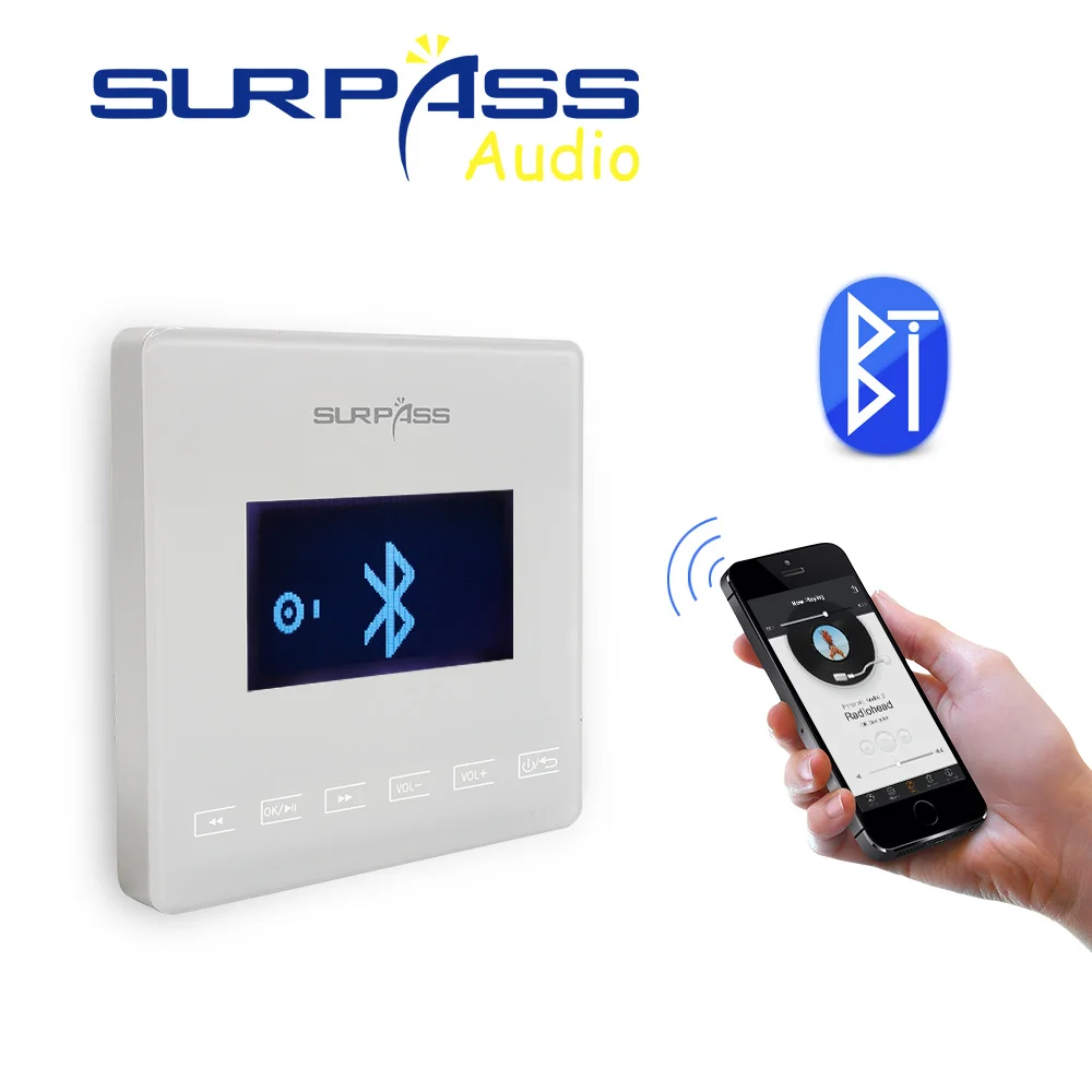 Mini Wall Amplifier with Small Loudspeakers Bluetooth-compatible Amps Bathroom Sound System Waterproof in Ceiling Speakers Kit