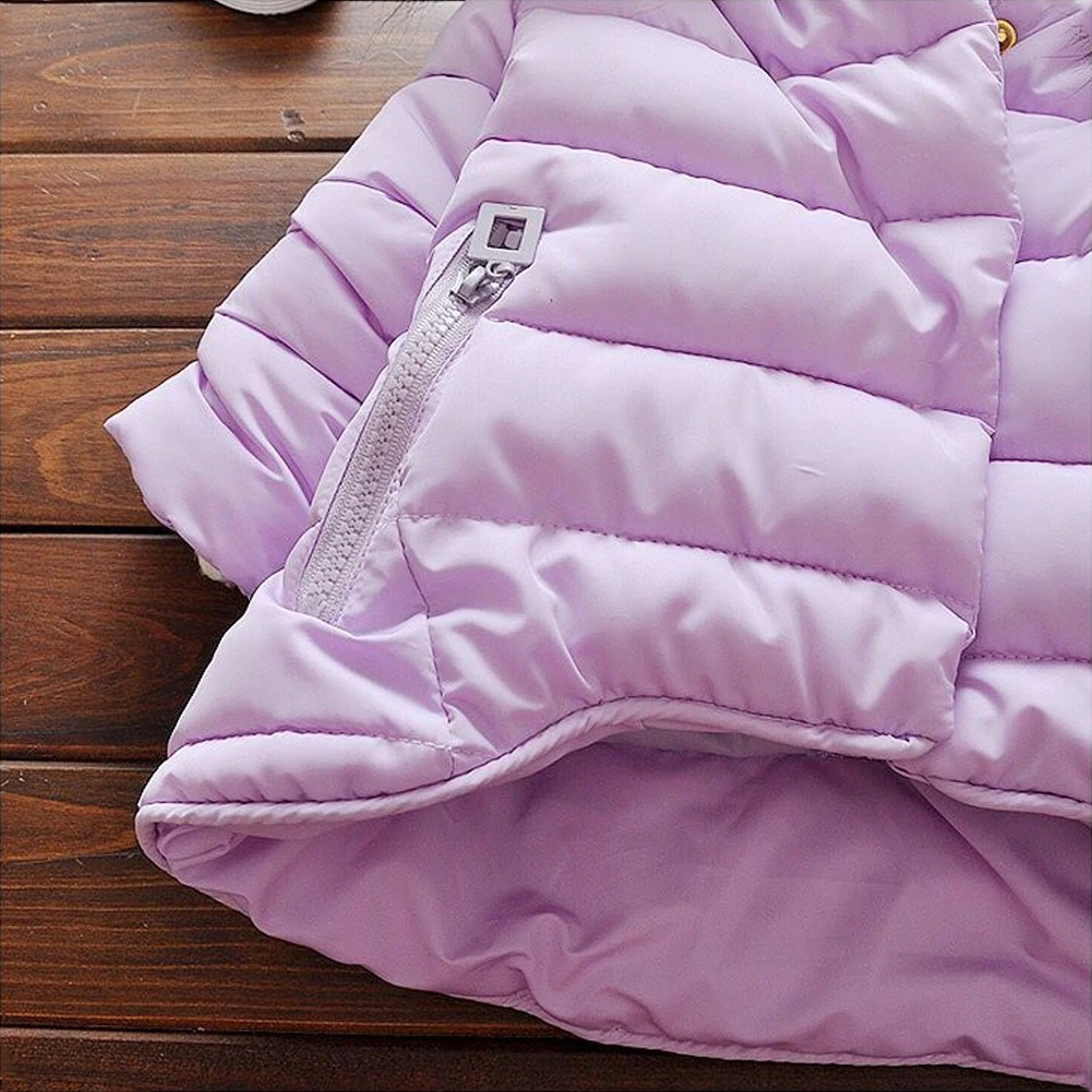 Boys Girls Cotton Padded Coat Winter Children's Down Jacket with Full Zipper Warm Thick Windproof Kids Overcoat Puffer Parka