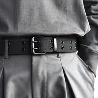2024 New Men's Double Row Needle Buckle Woven Belt Women's Leisure Sports Outdoor Work Belt with Cargo Pants Jeans Belt Neut
