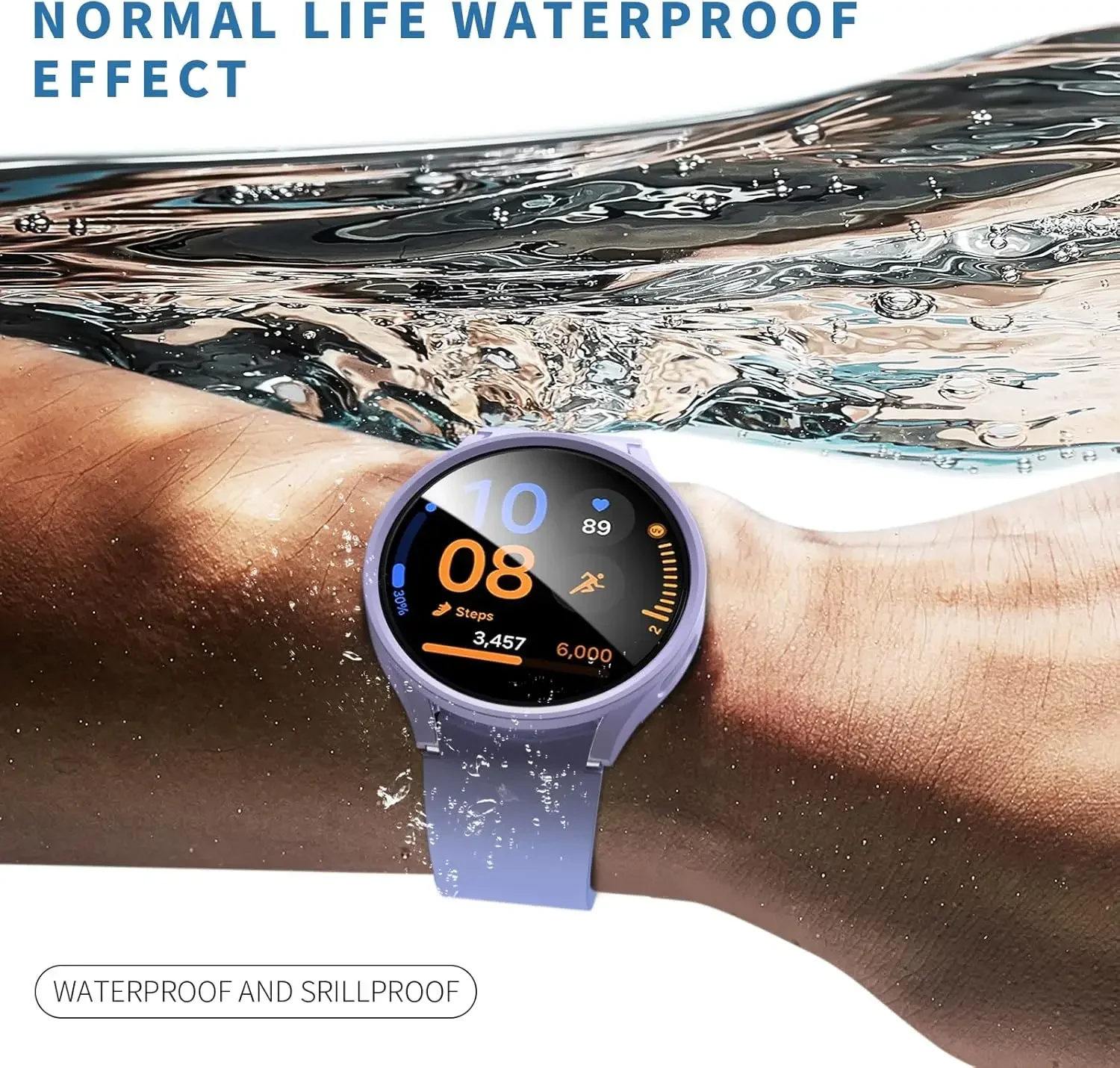 Case+Tempered Glass for Samsung Galaxy Watch 7 40mm 44mm Waterproof PC Matte Cover Protective Bumper Shell for Galaxy Watch 7
