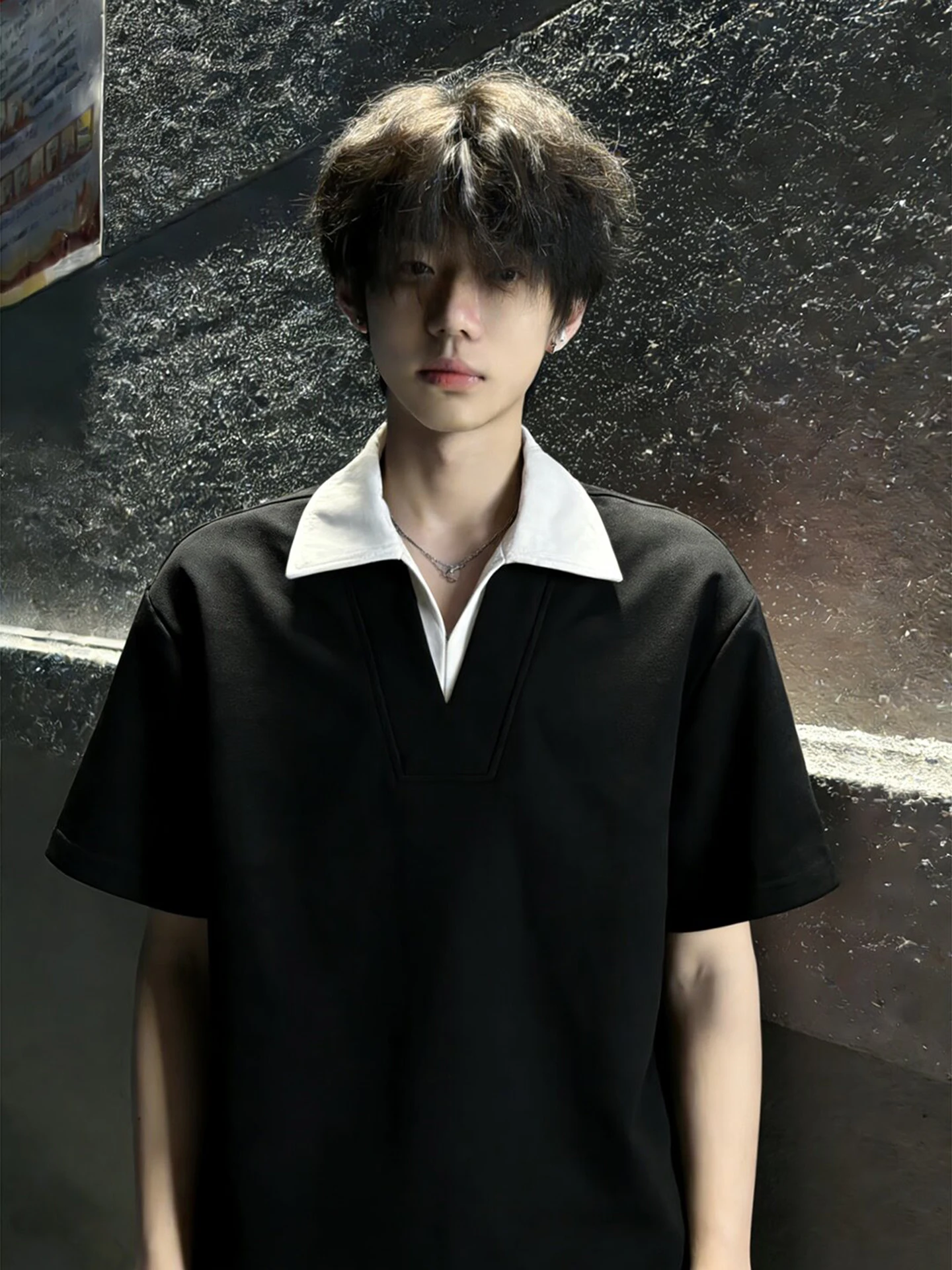 

Мужская летняя футболка Bla V-Ne ort Sve с V-образным вырезом, имитация двухслойности, американский крой, плотная ткань