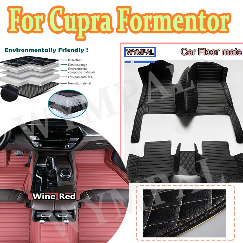 

Luxury Custom Car Floor Mats For Cupra Formentor 2022 Auto Automotive Leather Men Women Car Mats Full Coverage Pads full set mat