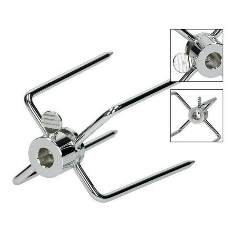 2Pcs BBQ Rotisserie Meat Forks Clamp Grill Meatpicks Stainless Steel Barbecue Skewer