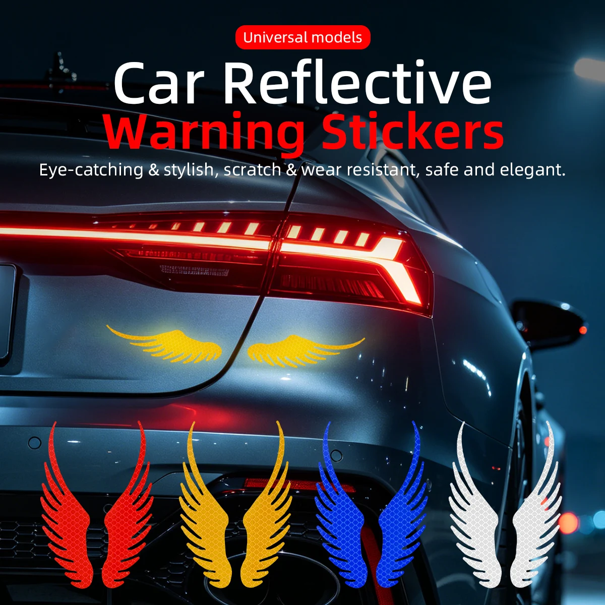 Creative Angel Wings Car Reflective Sticker Safety Warning Sign Waterproof for DIY Motorbike Fuel Tank Scooter Body Decal Kits view 6