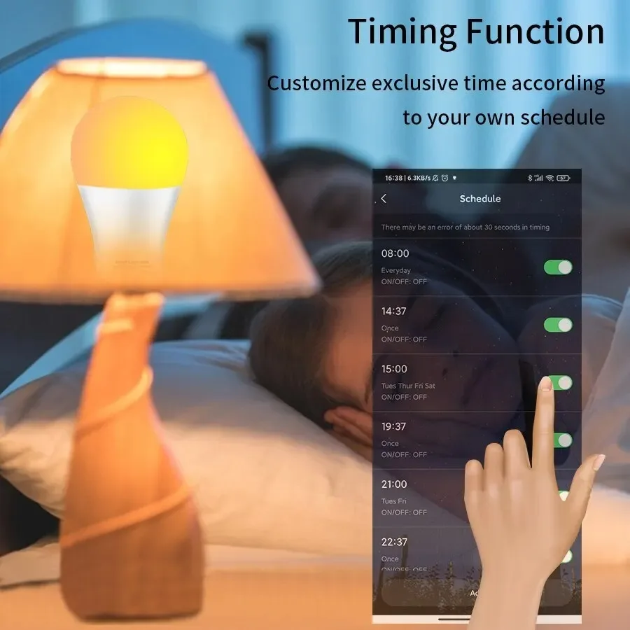 مصباح LED ذكي Tuya ، تحكم بتطبيق ، إضاءة خافتة ، بلوتوث ، مصباح RGB ، ديكور غرفة النوم ، إضاءة الحفلات ، الحياة الذكية ، E27 ، V