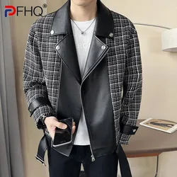 PFHQ Small Fragrant Style Spliced Motorcycle Coat Men's Light Luxury Spring Zippers Haute Quality Original Tide Jackets 21Z3974