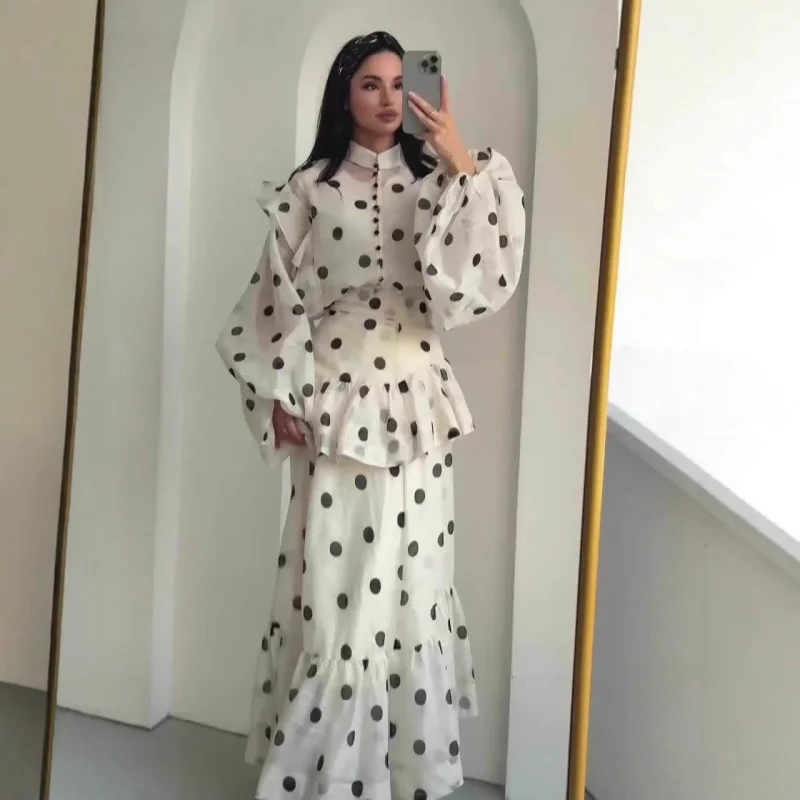 

2025Autumn retro palace style elegant long-sleeve long dress for women