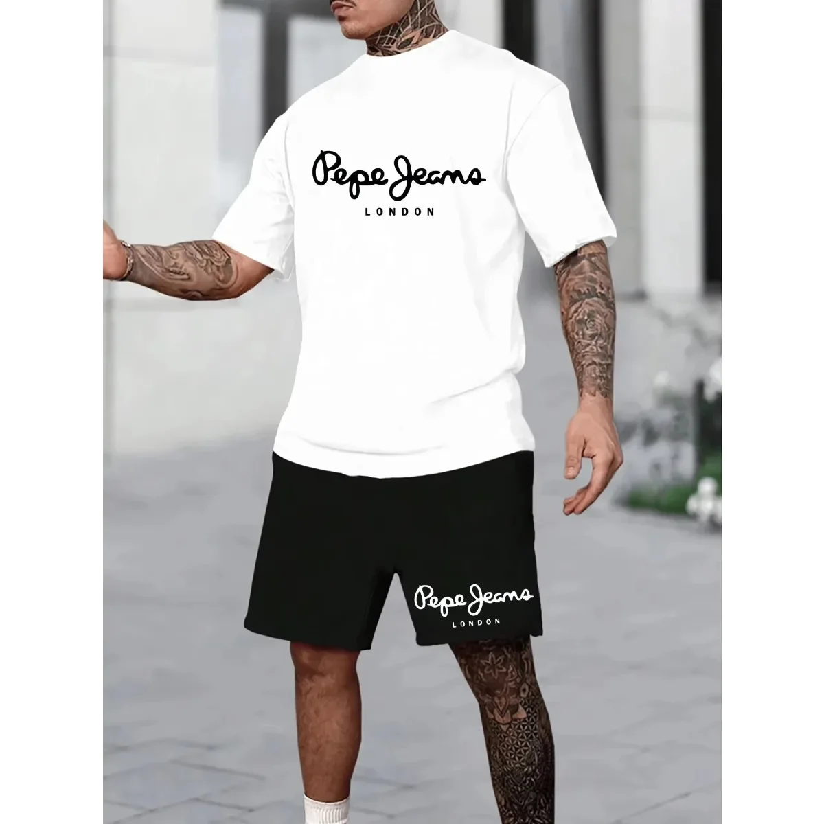 

Men's 2026 new hot Summer Personality Letters T-shirt Shorts Set Cotton Breathable Outdoor Women Top Casual Fashion Street Wear