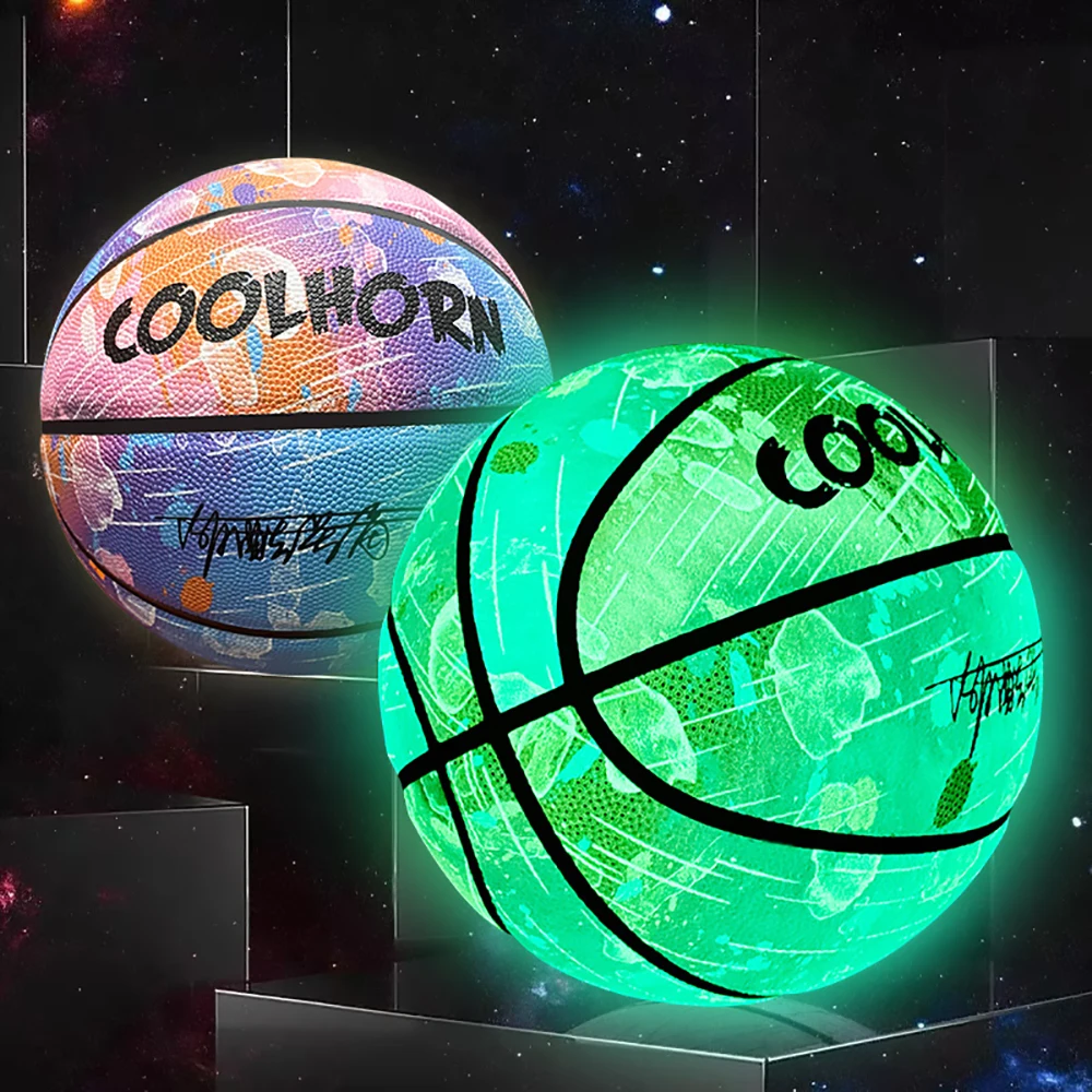 1pc Adult Size 7 Glow-In-The-Dark Basketball, Indoor Outdoor Dura Anti-Slip Streetball, Soft PU Leather Sports Equipment