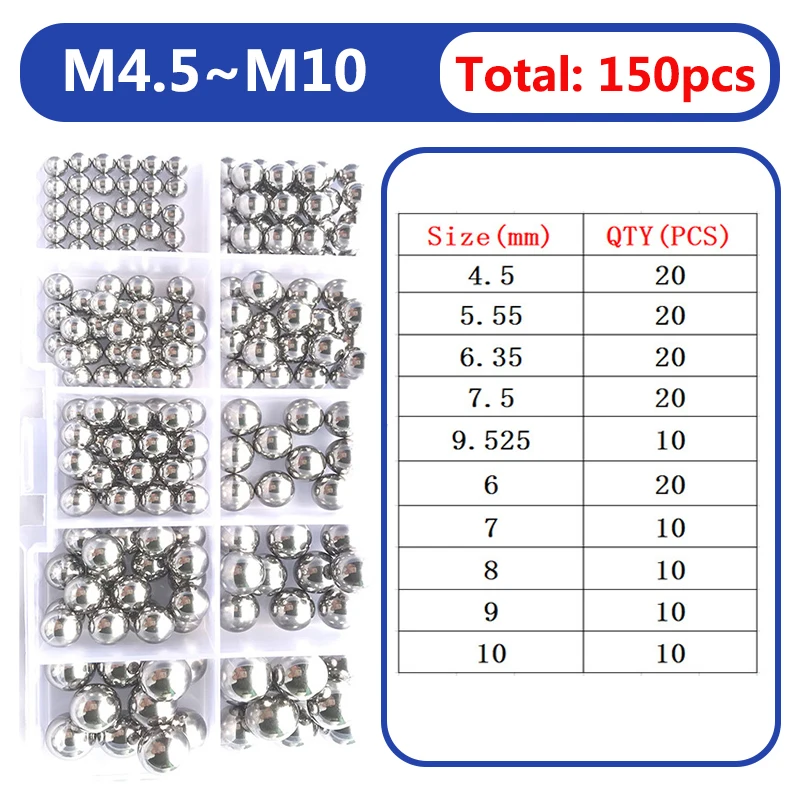 Bearing Ball Set 304 Stainless Steel Beads Ball High Precision Bearings Roller Beads Smooth Solid Ball For Bearings Dia 2mm~12mm