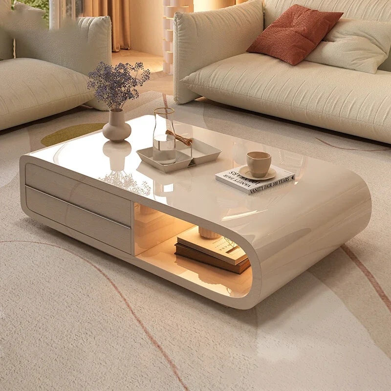 Cream Style Square Coffee Table, Living Room Designer, Painted Tea Table, Home High-end Creative Tea Table