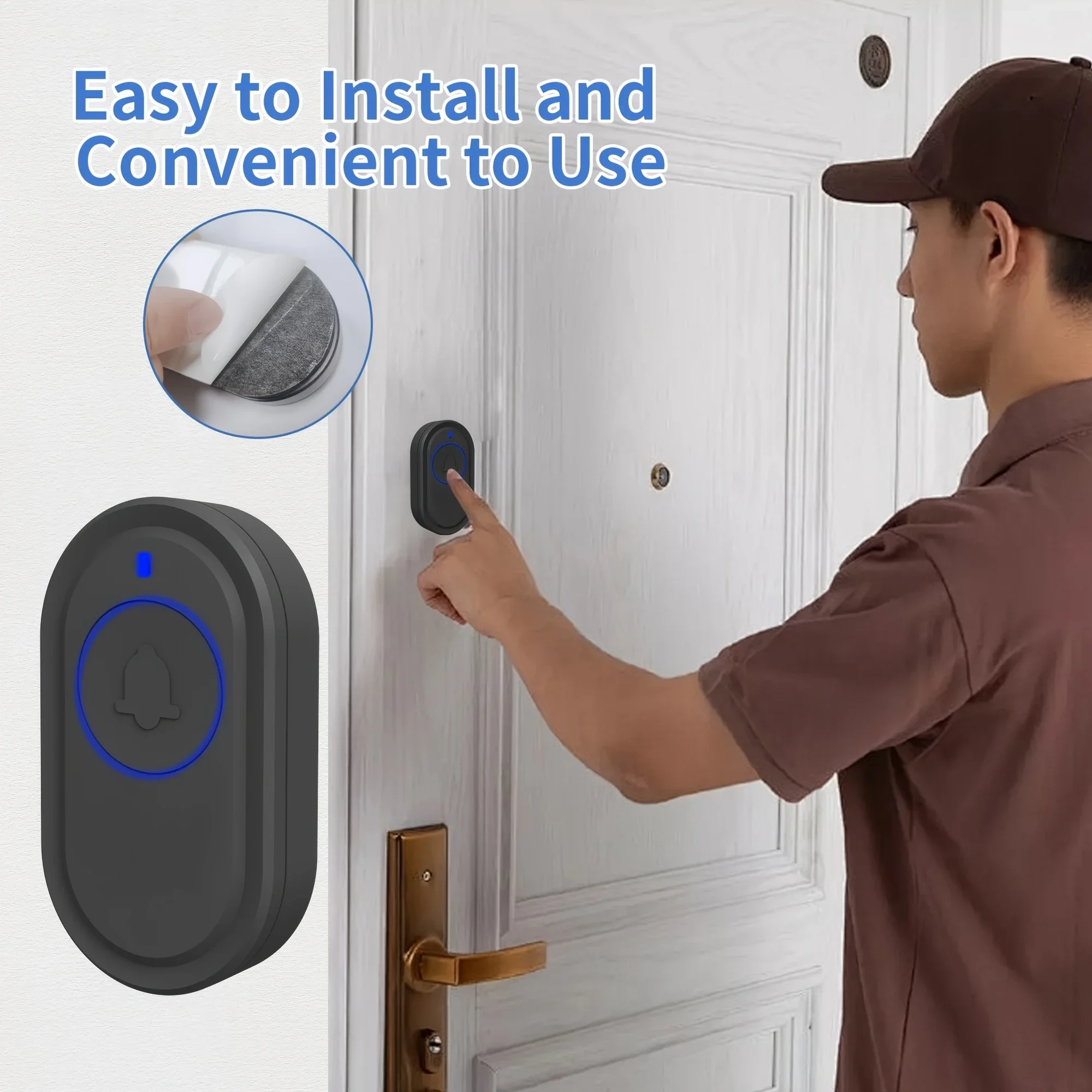 Wireless Doorbell, 39 Melodies 5 Volume Levels & LED Flash for Home Office Kid Room Hearing Impaired