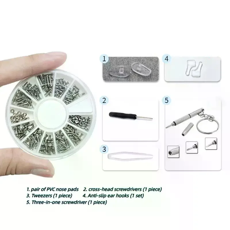 1 Set Eye Glasses Repair Kit With Screws Eyeglass Repair Tools Eyeglass Wrench Mini Screwdriver Fixing Plastic Replacement Parts