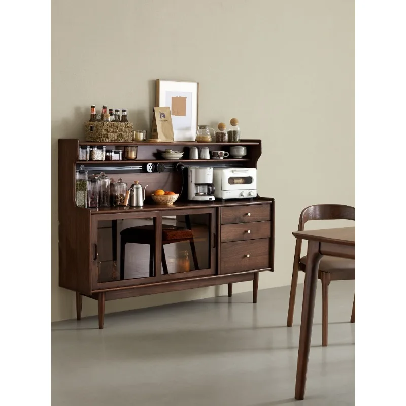 Massief houten eetkamer bijzetkast, Japanse stijl woonkamer opslag wijnkast theekast eenvoudige huishoudelijke keuken