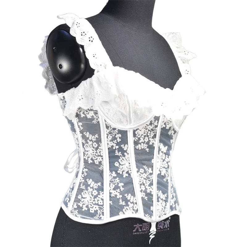 

Элегантный сексуальный сетчатый женский корсет с цветочным кружевом, женский бюстье, жилет для девочек, тонкая вечерняя одежда, укороченный топ для леди, клубной вечеринки, формирователь тела