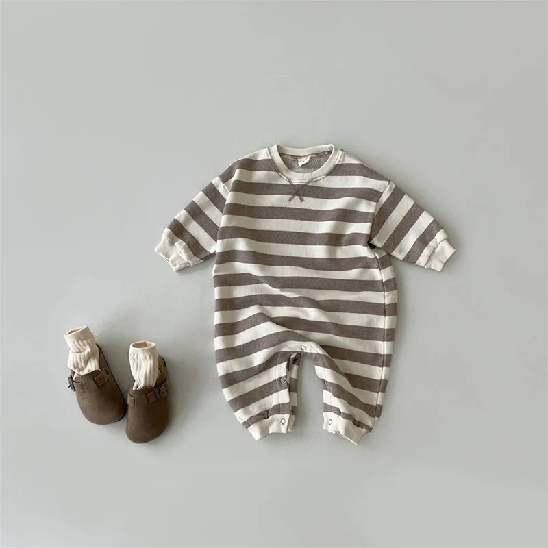 2024 New Baby Long Sleeve Striped Romper Cotton Newborn Casual Jumpsuit Cotton Comfortable Toddler Infant Boy Girl Clothes