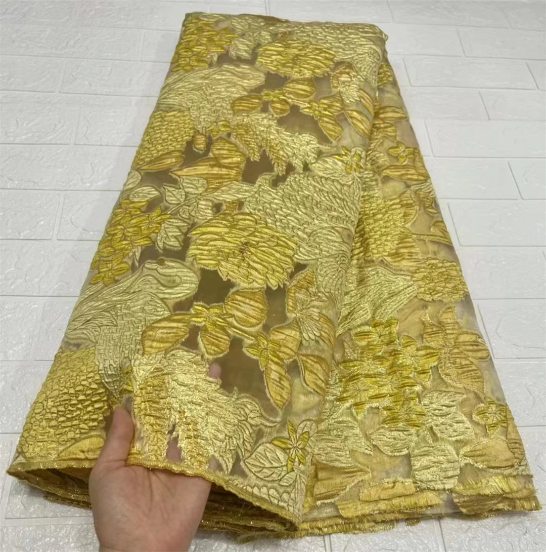 

High Quality Multicolour Jacquard Weave Organza Water Soluble Swiss French African Tulle Lace Fabric For Dress 5Yards/Lot