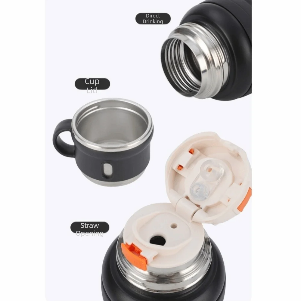Leakproof Thermos Bottle Portable Handle Scratch Resistant Straw Insulated Cup Splash Proof Portable Handheld Cup
